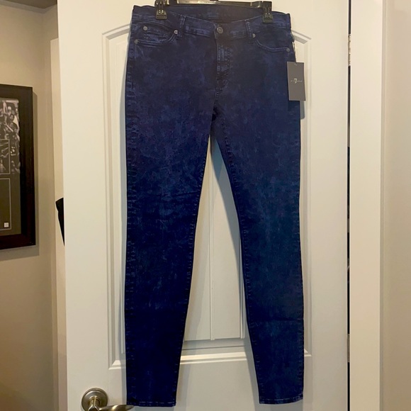 7 for all mankind skinny dark blue acids wash jeans. - Picture 2 of 8